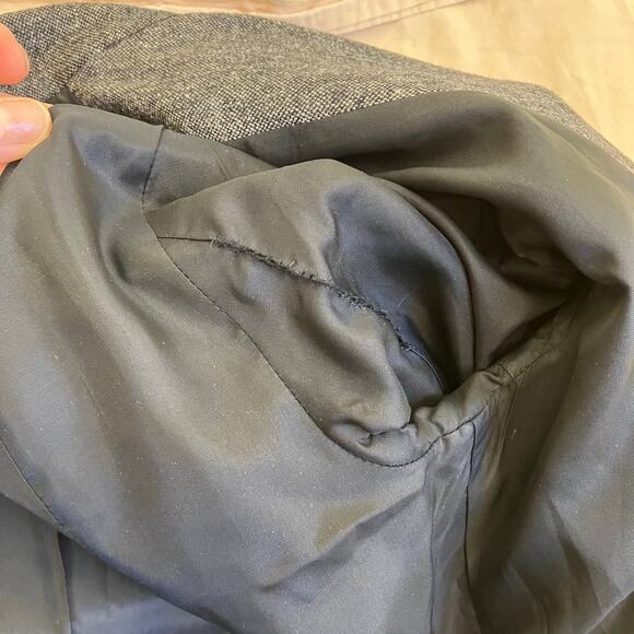 Bebe Sz XS Y2K Wool Silk Blend Tweed Blazer Fitted Feminine Leather Panels Sexy - Picture 16 of 16